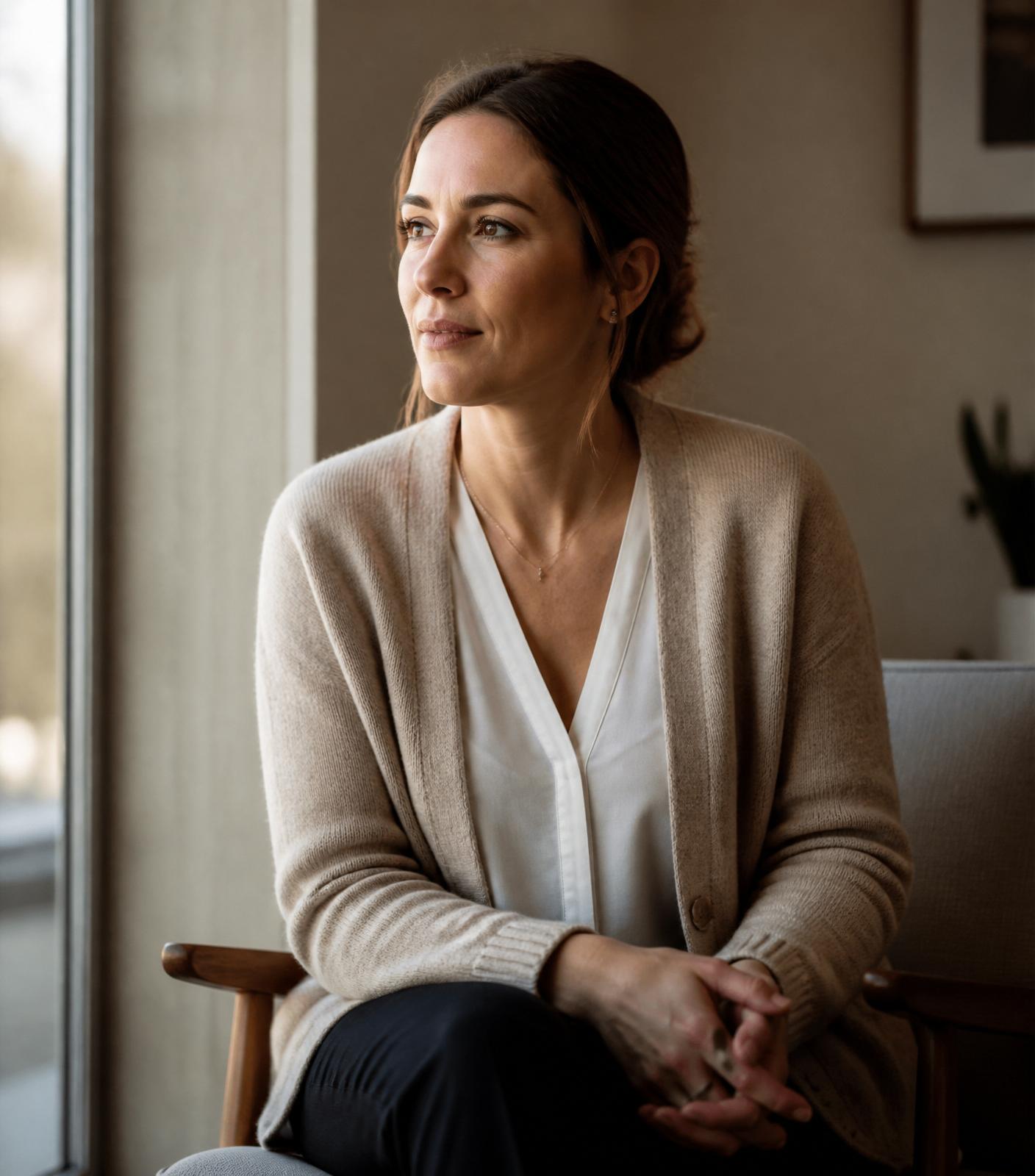 Patient reflecting after dental treatment